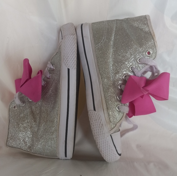 JoJo Siwa Legacee Silver Glitter High Tops Size 3 - Picture 8 of 11